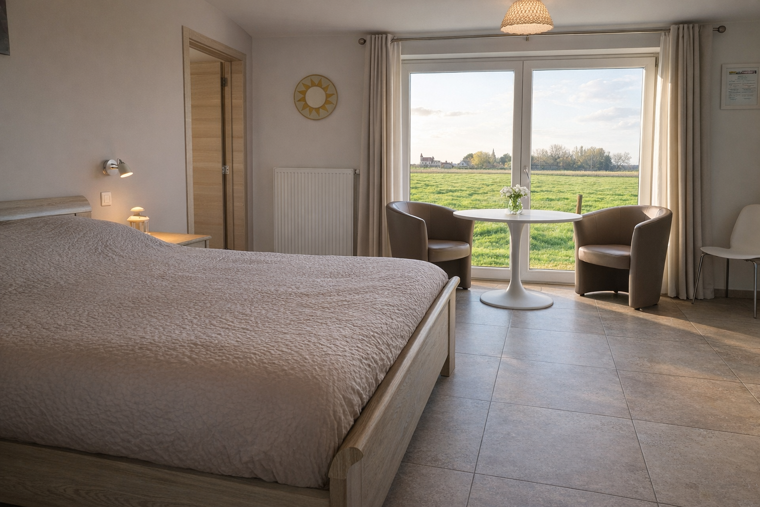  ruime kamers met zicht op de groene weiden